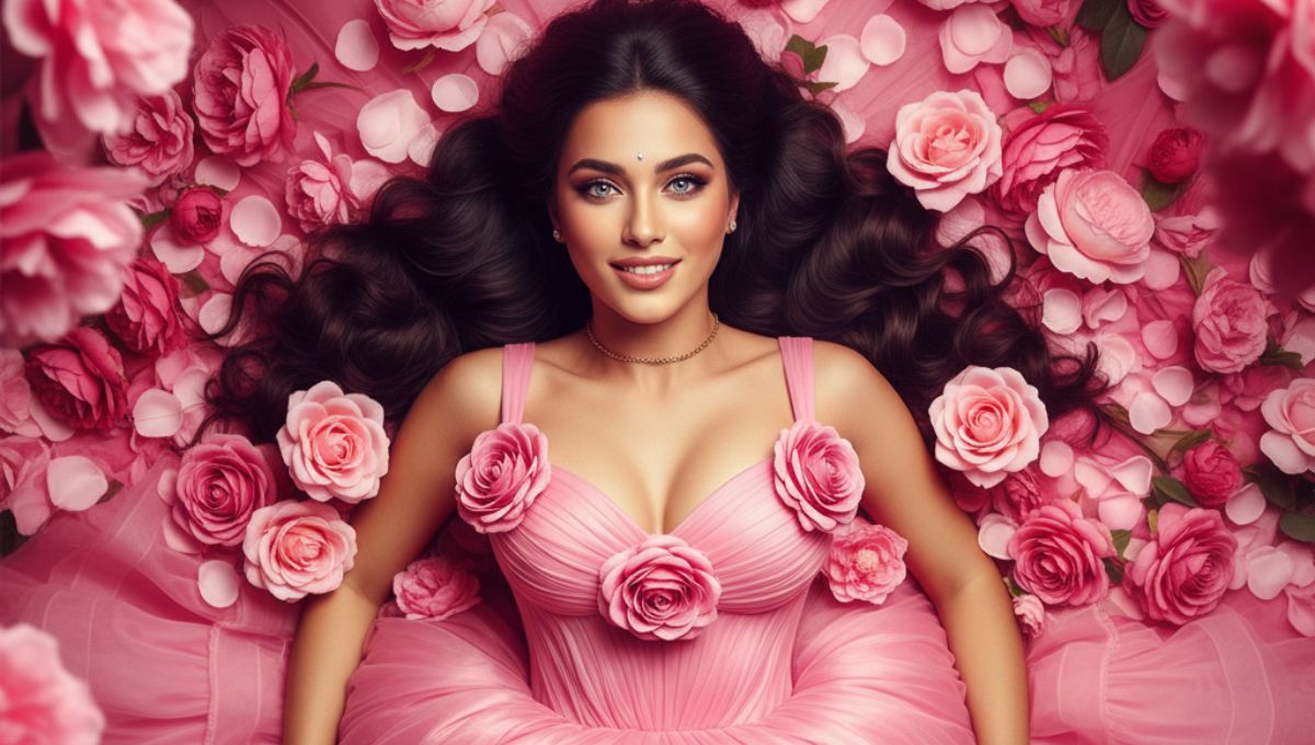 Gemini AI Flower Dress Prompts से बना शानदार डिजिटल फ्लोरल ड्रेस पोर्ट्रेट