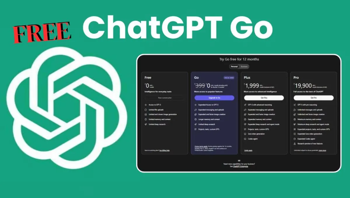 ChatGPT Go Free Offer in India 12 months free plan